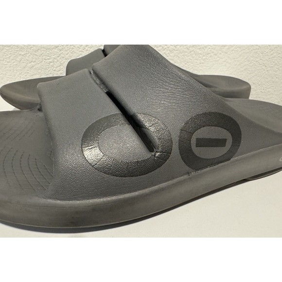 OOFOS OOahh Recovery Slip On Sandals Unisex Mens Sz 11 Womens Sz 13 Gray GUC main image 6